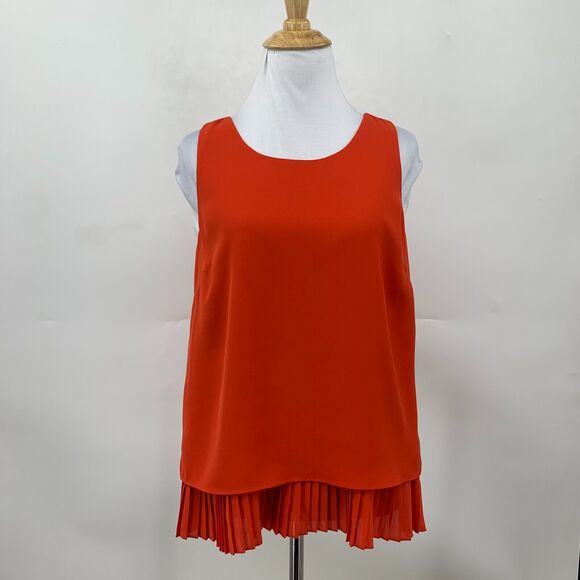 Banana Republic Accordion Tiered Blouse Womens S Small Red Keyhole Back Top - Picture 2 of 13